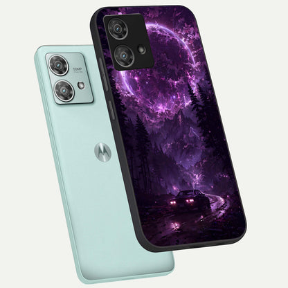  Eternal Cosmic Drive phone case For Moto Edge 40 Neo showing premium glass back cover with detailed artwork