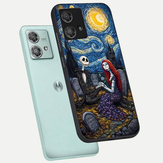  Eternal Night Love phone case For Moto Edge 40 Neo showing premium glass back cover with detailed artwork