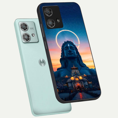 Eternal Shiva Aura phone case For Moto Edge 40 Neo showing premium glass back cover with detailed artwork