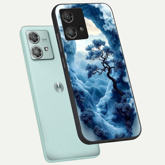  Frozen Serenity Gate phone case For Moto Edge 40 Neo showing premium glass back cover with detailed artwork