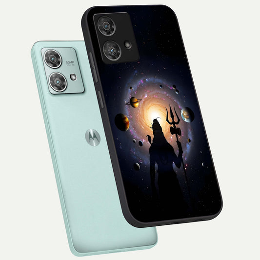  Galactic Shiva Vision phone case For Moto Edge 40 Neo showing premium glass back cover with detailed artwork