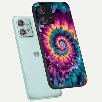  Galactic Spiral Burst phone case For Moto Edge 40 Neo showing premium glass back cover with detailed artwork