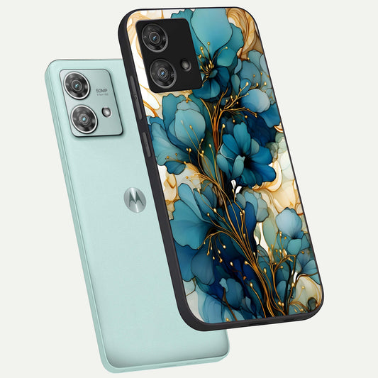 Golden Bloom Symphony phone case For Moto Edge 40 Neo showing premium glass back cover with detailed artwork