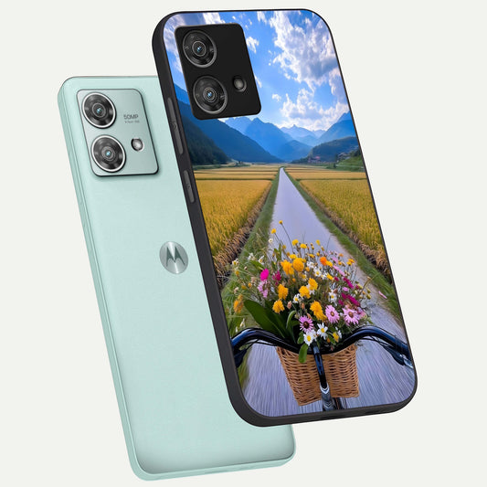  Golden Field Journey phone case For Moto Edge 40 Neo showing premium glass back cover with detailed artwork