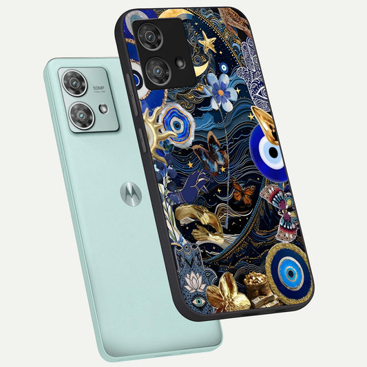  Golden Moon Magic phone case For Moto Edge 40 Neo showing premium glass back cover with detailed artwork