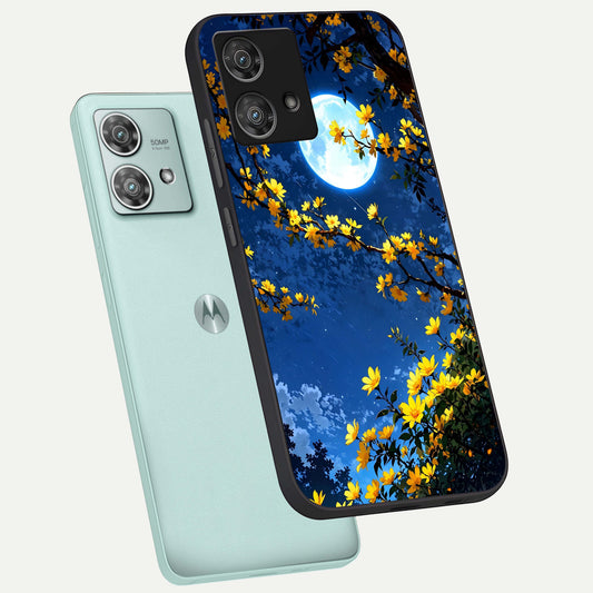  Golden Night Glow phone case For Moto Edge 40 Neo showing premium glass back cover with detailed artwork