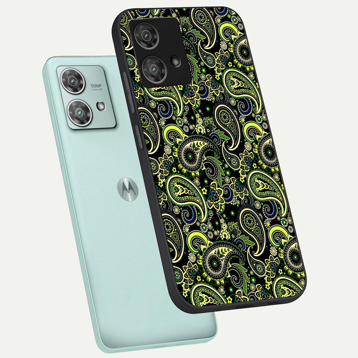  Green Lemon phone case For Moto Edge 40 Neo showing premium glass back cover with detailed artwork