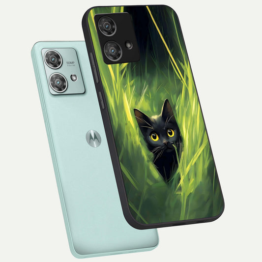  Hidden Cat Whisper phone case For Moto Edge 40 Neo showing premium glass back cover with detailed artwork