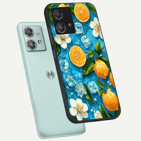  Ice Cube With Orange phone case For Moto Edge 40 Neo showing premium glass back cover with detailed artwork