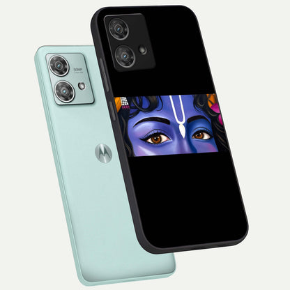  Krishna Eye phone case For Moto Edge 40 Neo showing premium glass back cover with detailed artwork
