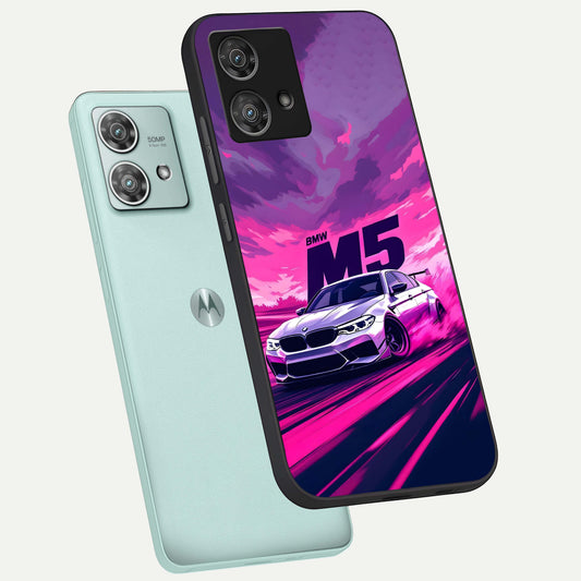  MS Neon Car phone case For Moto Edge 40 Neo showing premium glass back cover with detailed artwork