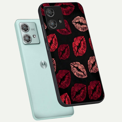  Midnight Kiss Love phone case For Moto Edge 40 Neo showing premium glass back cover with detailed artwork