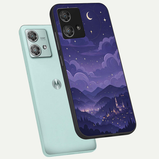  Minimal Night View phone case For Moto Edge 40 Neo showing premium glass back cover with detailed artwork
