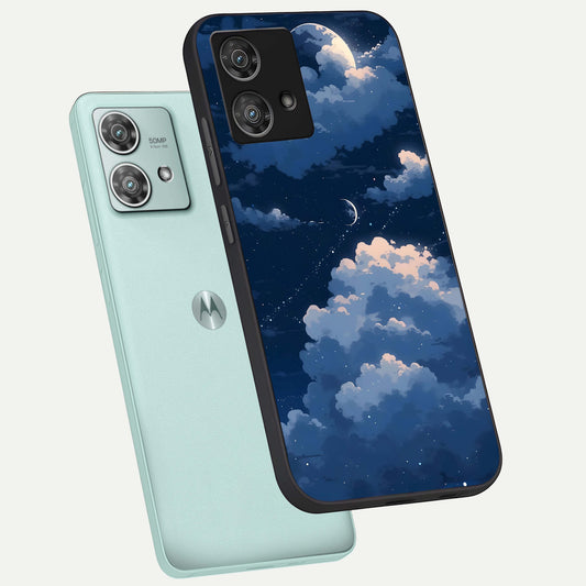  Moon Dream Haze phone case For Moto Edge 40 Neo showing premium glass back cover with detailed artwork