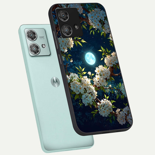  Moonlit Blossom Dream phone case For Moto Edge 40 Neo showing premium glass back cover with detailed artwork