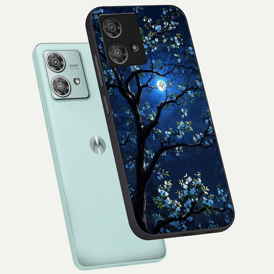  Mystic Floral Night phone case For Moto Edge 40 Neo showing premium glass back cover with detailed artwork