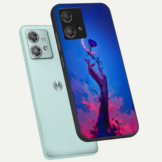  Mystic Hand phone case For Moto Edge 40 Neo showing premium glass back cover with detailed artwork
