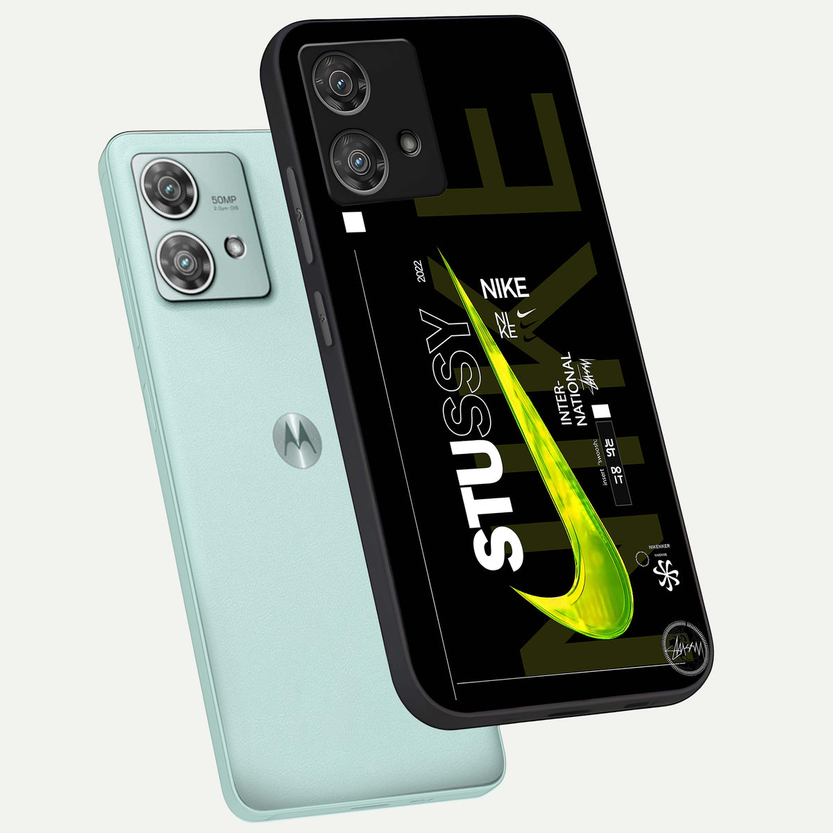  Neon Street Edition phone case For Moto Edge 40 Neo showing premium glass back cover with detailed artwork