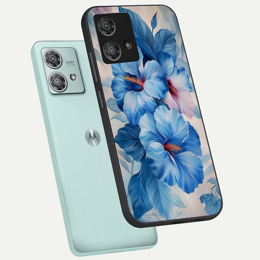  Ocean Hibiscus Grace phone case For Moto Edge 40 Neo showing premium glass back cover with detailed artwork