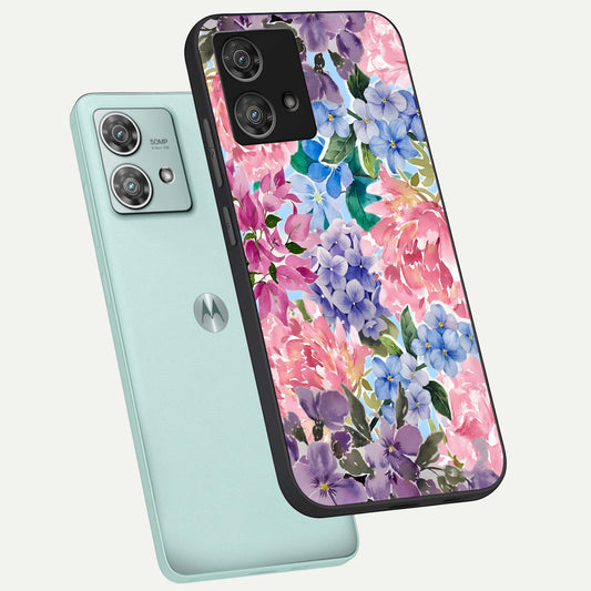  Pastel Floral Mix phone case For Moto Edge 40 Neo showing premium glass back cover with detailed artwork