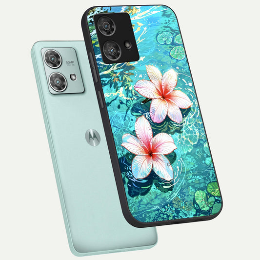  Pink Daisy Bliss phone case For Moto Edge 40 Neo showing premium glass back cover with detailed artwork
