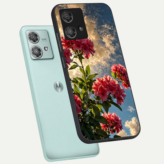  Red And White Marble phone case For Moto Edge 40 Neo showing premium glass back cover with detailed artwork
