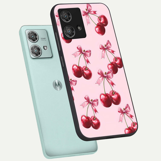 Red Bloom Skies phone case For Moto Edge 40 Neo showing premium glass back cover with detailed artwork
