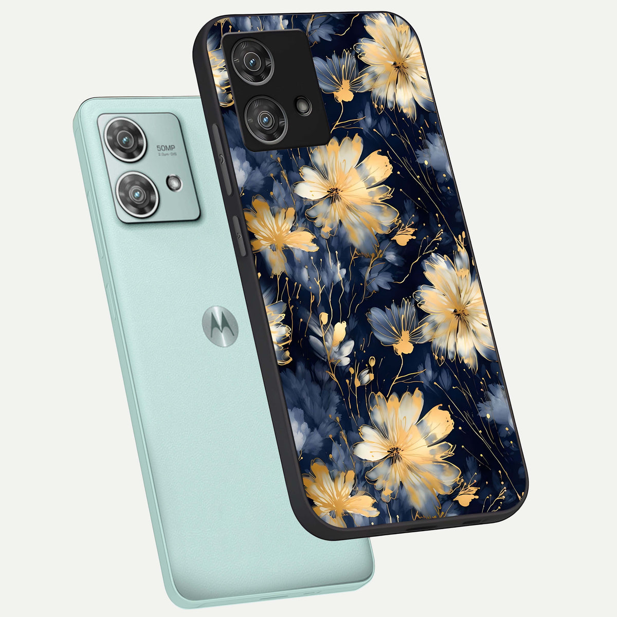  Royal Petal Dream phone case For Moto Edge 40 Neo showing premium glass back cover with detailed artwork