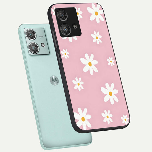  Soft Daisy Bliss phone case For Moto Edge 40 Neo showing premium glass back cover with detailed artwork
