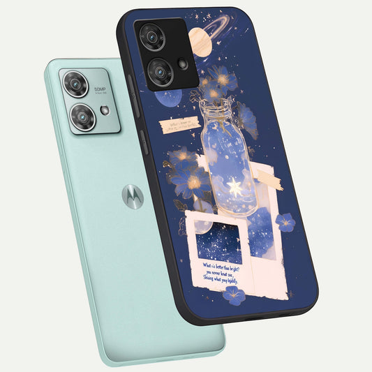  Starlit Cosmic Jar phone case For Moto Edge 40 Neo showing premium glass back cover with detailed artwork