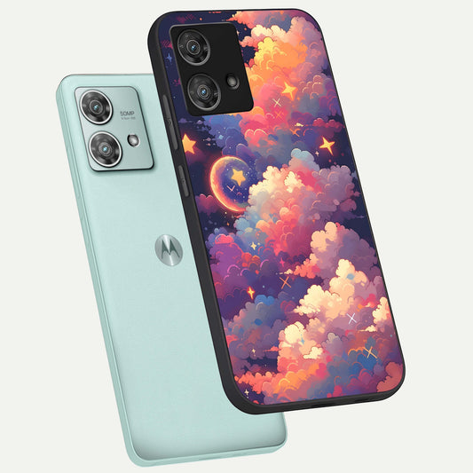  Starlit Dream Clouds phone case For Moto Edge 40 Neo showing premium glass back cover with detailed artwork
