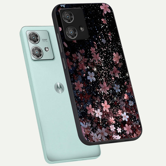  Starlit Flower Dreams phone case For Moto Edge 40 Neo showing premium glass back cover with detailed artwork