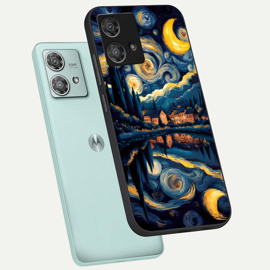  Starry Sky Serenity phone case For Moto Edge 40 Neo showing premium glass back cover with detailed artwork