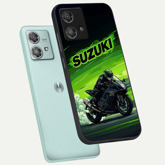  Suzuki Speed Beast phone case For Moto Edge 40 Neo showing premium glass back cover with detailed artwork