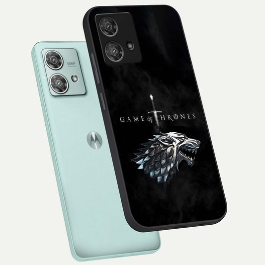  Throne Wolf Legacy phone case For Moto Edge 40 Neo showing premium glass back cover with detailed artwork