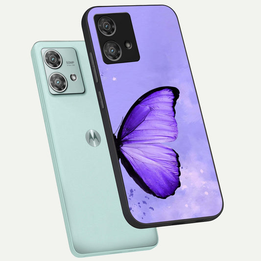  Violet Dream Wing phone case For Moto Edge 40 Neo showing premium glass back cover with detailed artwork