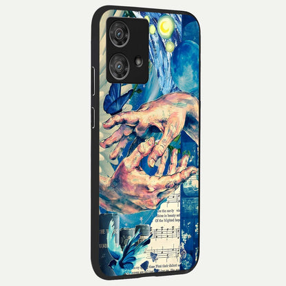  Aesthetic Divider back cover For Moto Edge 40 Neo slim fit glass case with vibrant aesthetic design