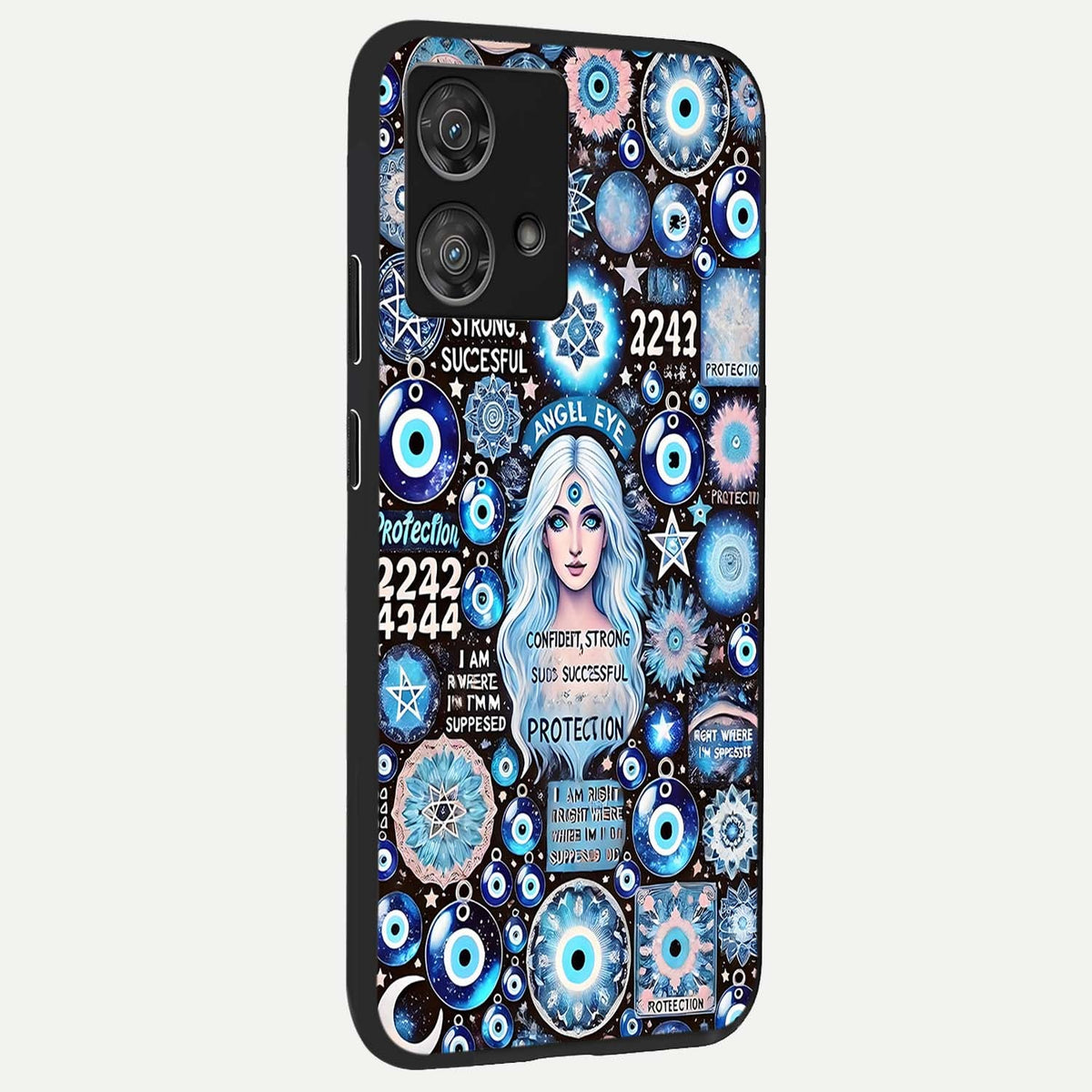  Angel Aura Shield back cover For Moto Edge 40 Neo slim fit glass case with vibrant aesthetic design