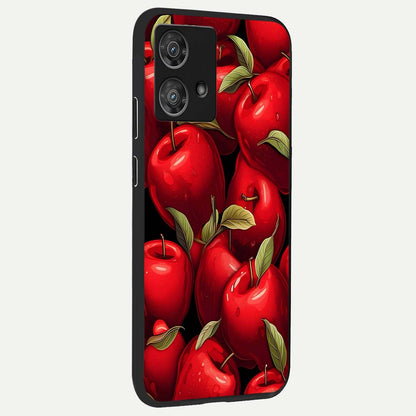 Apple Pattern back cover For Moto Edge 40 Neo slim fit glass case with vibrant aesthetic design