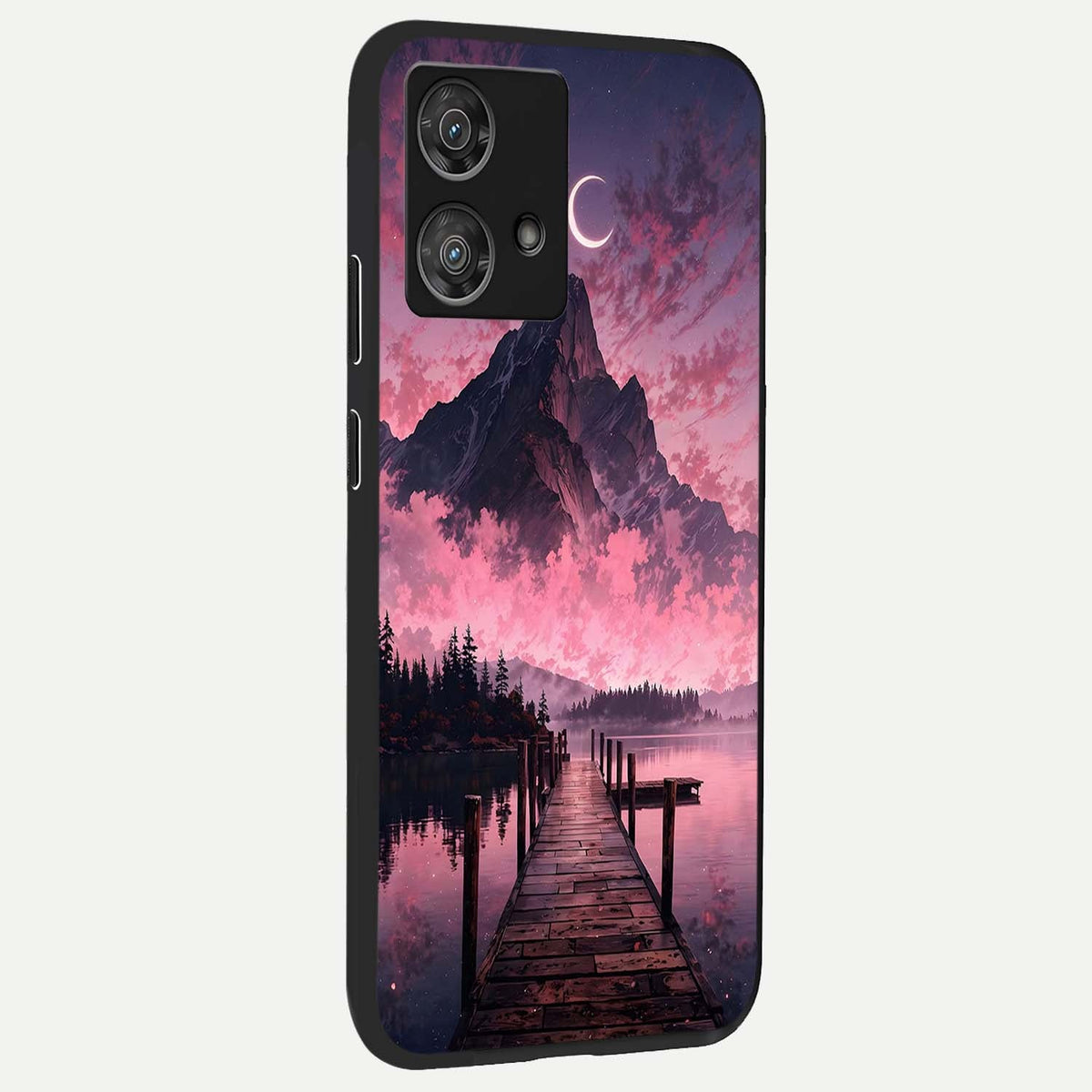  Beautiful Mountain View back cover For Moto Edge 40 Neo slim fit glass case with vibrant aesthetic design