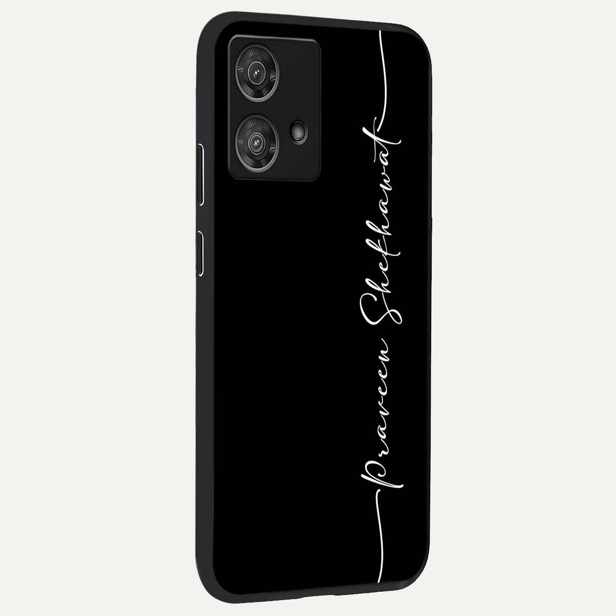  Black Tune Custom Name back cover For Moto Edge 40 Neo slim fit glass case with vibrant aesthetic design