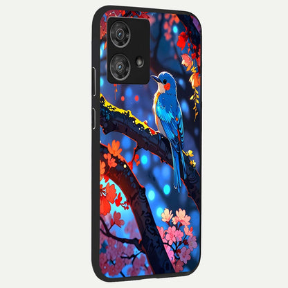  Blooming Water Drift back cover For Moto Edge 40 Neo slim fit glass case with vibrant aesthetic design