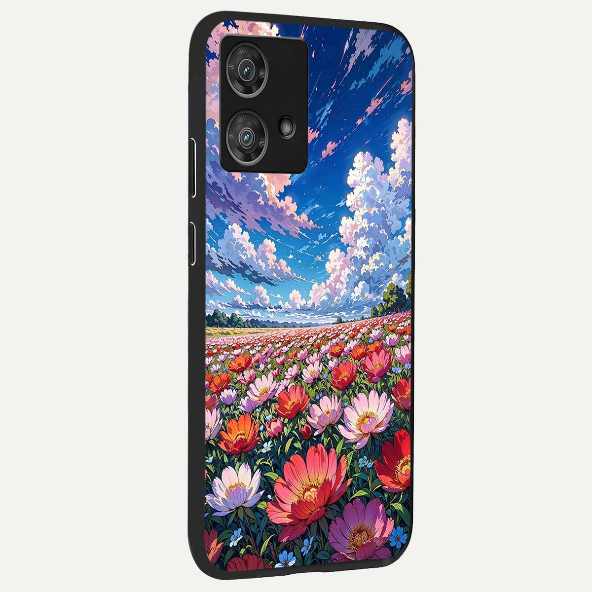 Blossom Sky Field back cover For Moto Edge 40 Neo slim fit glass case with vibrant aesthetic design