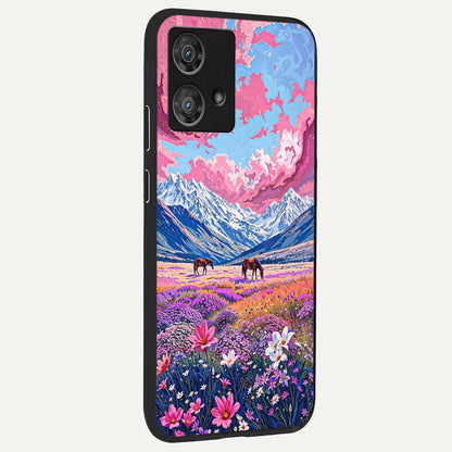  Blossom Valley Dream back cover For Moto Edge 40 Neo slim fit glass case with vibrant aesthetic design
