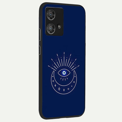  Blue Evil Eye back cover For Moto Edge 40 Neo slim fit glass case with vibrant aesthetic design