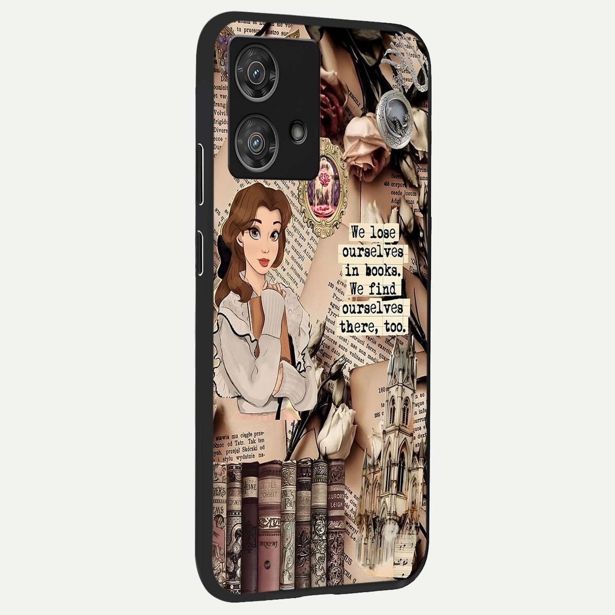  Bookish Dream World back cover For Moto Edge 40 Neo slim fit glass case with vibrant aesthetic design