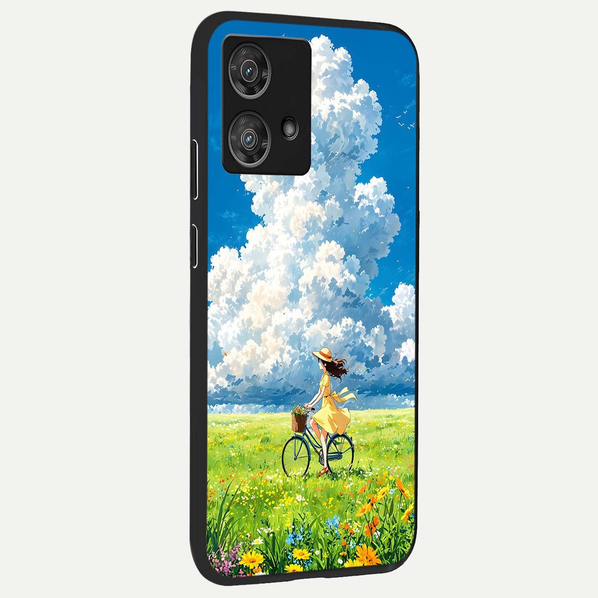  Breezy Meadow Ride back cover For Moto Edge 40 Neo slim fit glass case with vibrant aesthetic design