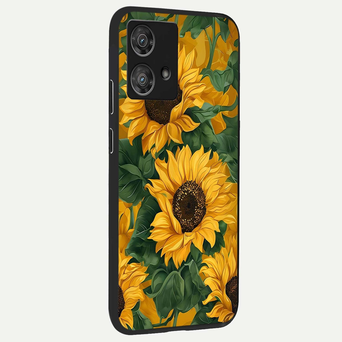  Bright Sunflower Bloom back cover For Moto Edge 40 Neo slim fit glass case with vibrant aesthetic design