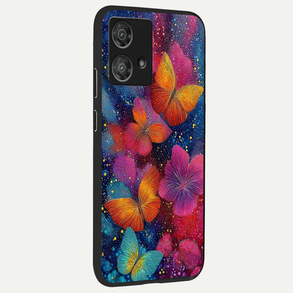  Butterfly Dream Mist back cover For Moto Edge 40 Neo slim fit glass case with vibrant aesthetic design