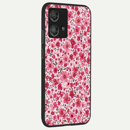  Cherry Blossom Charm back cover For Moto Edge 40 Neo slim fit glass case with vibrant aesthetic design